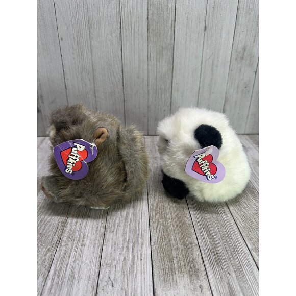 Vtg Puffkins Nutty Squirrel & Peter The Panda Bear Plush Stuffed Toy - Set Of 2 - Picture 4 of 13